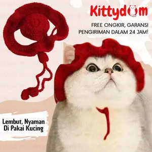 KITTYDOM Topi Kucing Anjing Rajut Pet Bucket Hat Crochet Topi Bando Aksesoris Hewan Baju Kucing Anjing Kitten Anabul Puppy Kelinci Monyet Topi Rajut Pet Crochet Hat