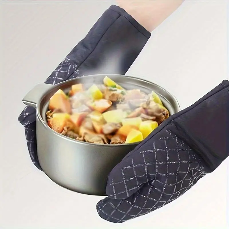 Silicone Oven Mitts & Pot Holder Set, 1 Set Heat Resistant Gloves & Heat Insulation Pad, Non-slip Oven Mitts for Baking, Cooking, Kitchen Supplies 2