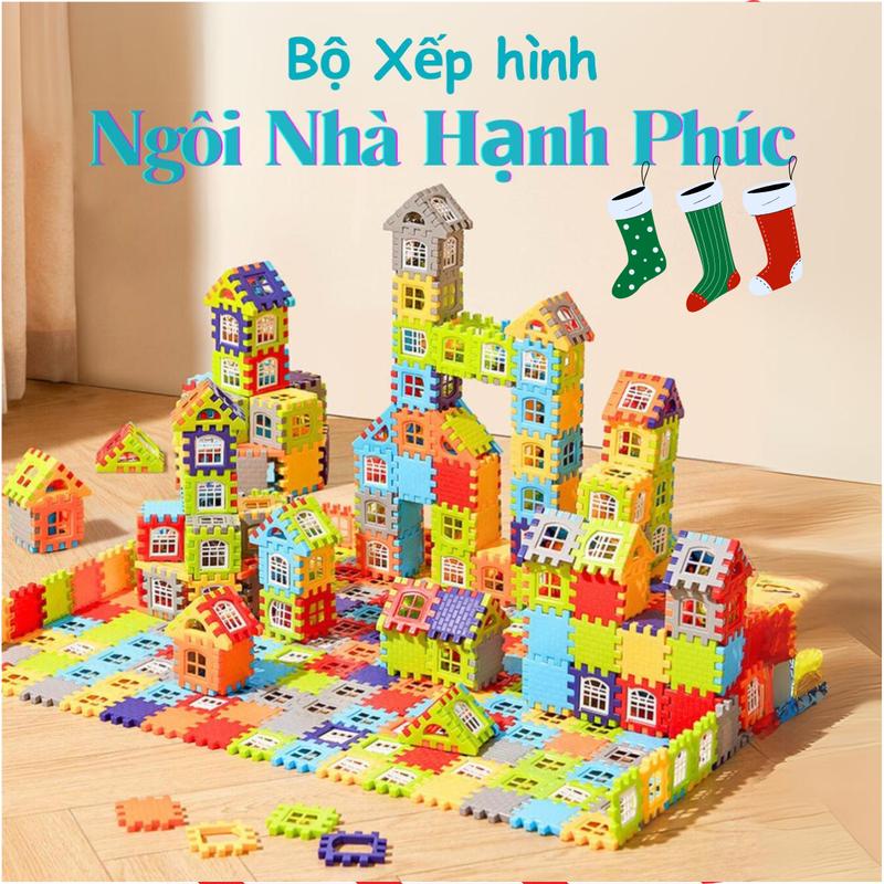 Đồ Chơi Xếp Hình Ngôi Nhà Hạnh Phúc BOBIKIDS [Chất Liệu An Toàn Cao Cấp] Gồm 140 - 210 Miếng Ghép Có Cửa Sổ, Hộp Đựng Gọn Gàng Cho Trẻ Từ 4 Đến 12 tuổi. Tháo Lắp Bộ Lắp Ráp Toy