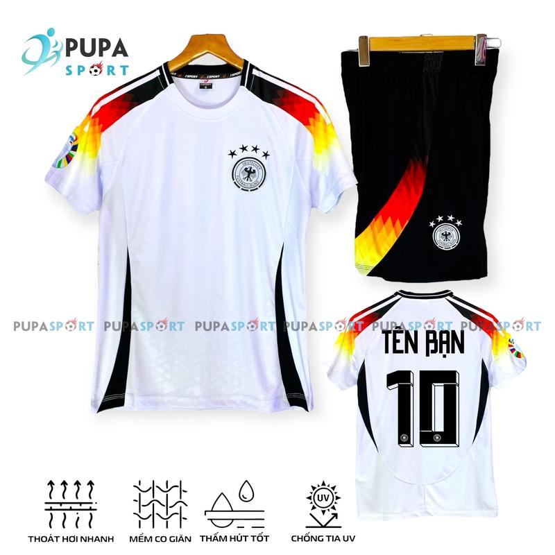 Bộ Đồ Đá Banh Jp/Mk, Đức Eu.Ro 2024 Trắng, Thun Lạnh Cao Cấp Jp/Mk Cho Nam Nữ Trẻ Em, Có In Tên Unisex Top Sport Quần Kids Quần Kids quanao  bong da Tập Thể Dục Áo Thun áo  đức