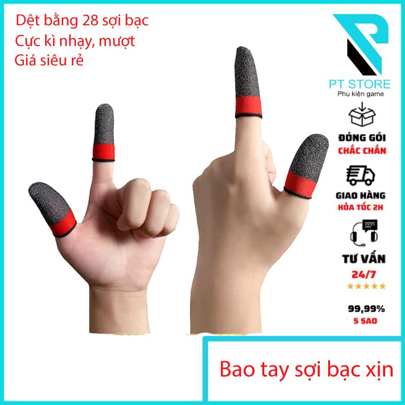 Bao Tay Chơi Game Sợi Bạc Đen Đỏ Cao Cấp Chơi Game ff, Pubg, Liên Quân....chống mồ hôi tay chống trượt co dãn cực tốt
