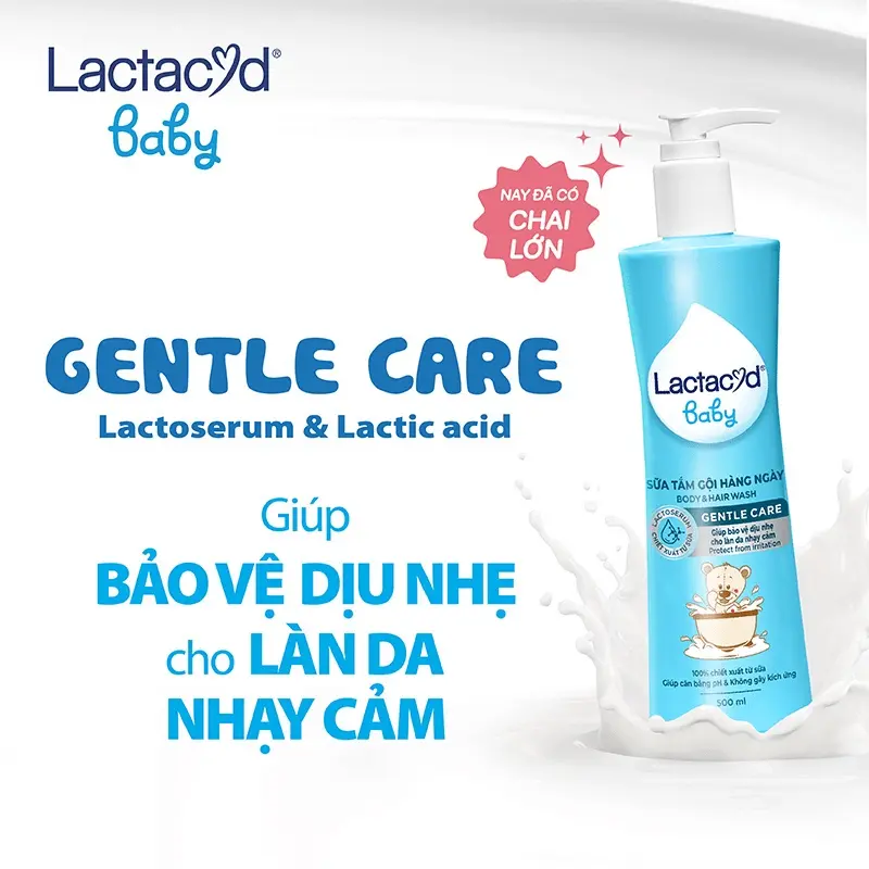 Sữa Tắm Gội Cho Bé Lactacyd Baby Extra Milky & Gentle Care  Giúp Nuôi Dưỡng Da, Tăng Sức Đề Kháng Cho Da (250ML, 500ML) 2