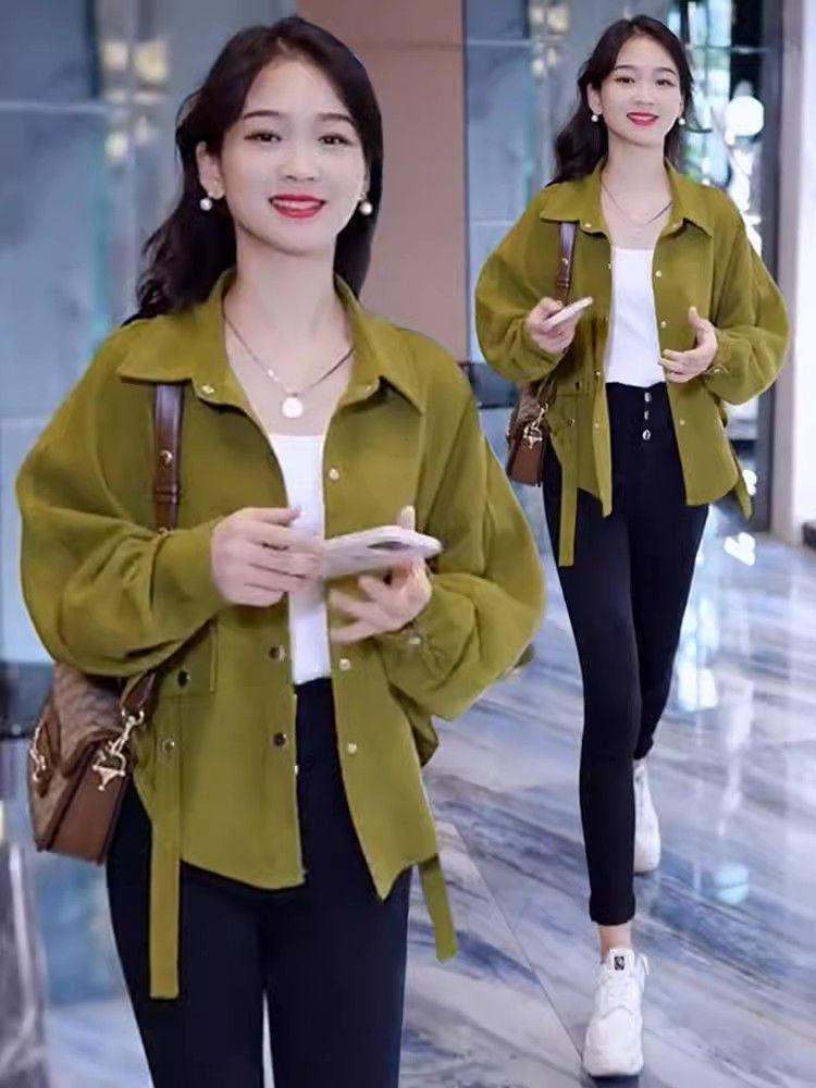 Product Introduction of Áo Sơ Mi, Áo Khoác Ngắn Nữ, Tay Cánh Dơi, Cao Cấp, Thiết Kế Độc Đáo Phổ Biến Hàng Đầu, Tuyệt Vời Cho Mùa Xuân Và Mùa Thu, Hàng Mới Về, 2024 3