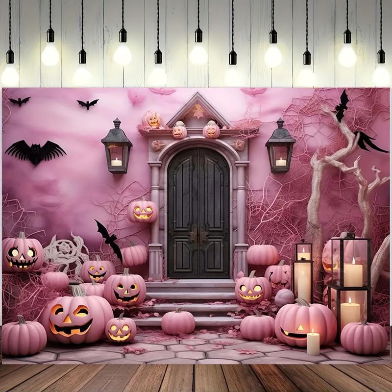 Product Introduction of Phông nền Vinyl Halloween, Trang trí bí ngô ma quái, Lối vào lâu đài Gothic, Cây đáng sợ, Gián, Nến, Thích hợp cho chân dung trẻ em và nền chụp ảnh dự tiệc, Đạo cụ Studio gian hàng ảnh 2