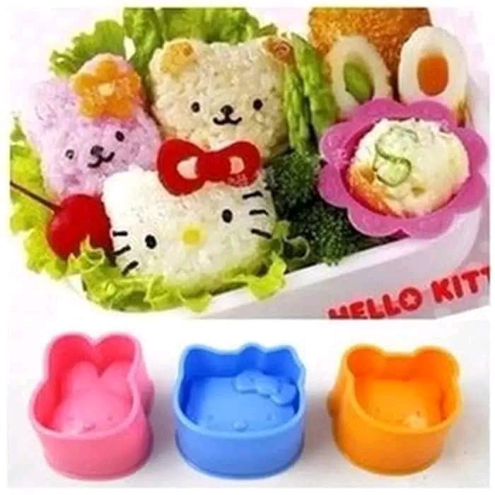 Cetakan Nasi Bento Isi 3 Hello Kitty - Rice Bento Shape Mold Food Grade - Cetak Bekal Anak Lucu 1