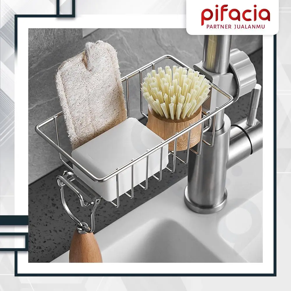 PIFACIA Rak Gantungan Kran Stainless Keran Tempat Spons Cuci Piring Wastafel