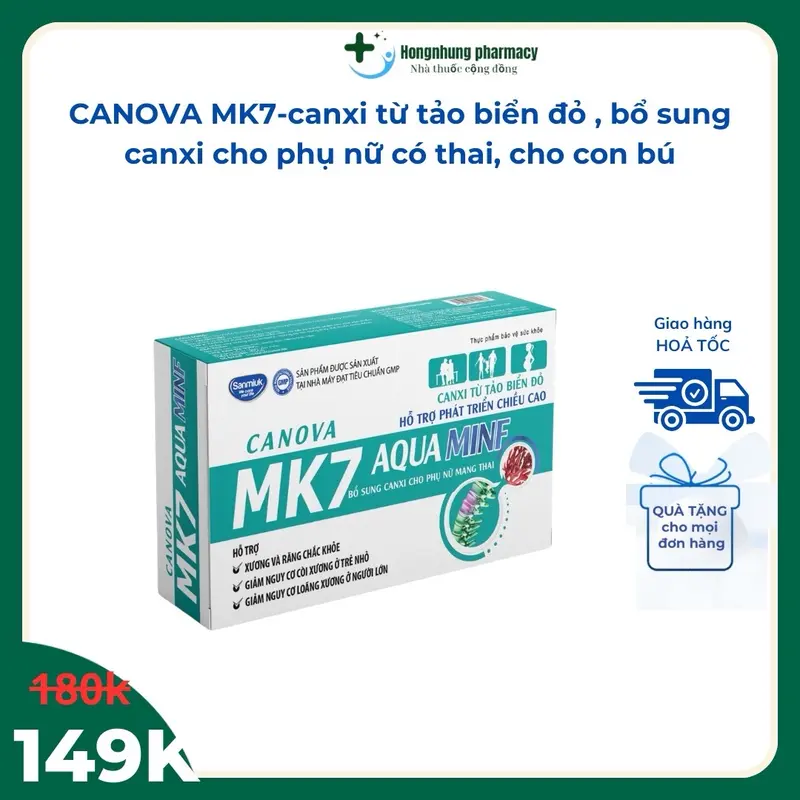 CANOVA MK7-Canxi từ tảo biển đỏ bổ sung canxi cho phụ nữ có thai cho con bú 1