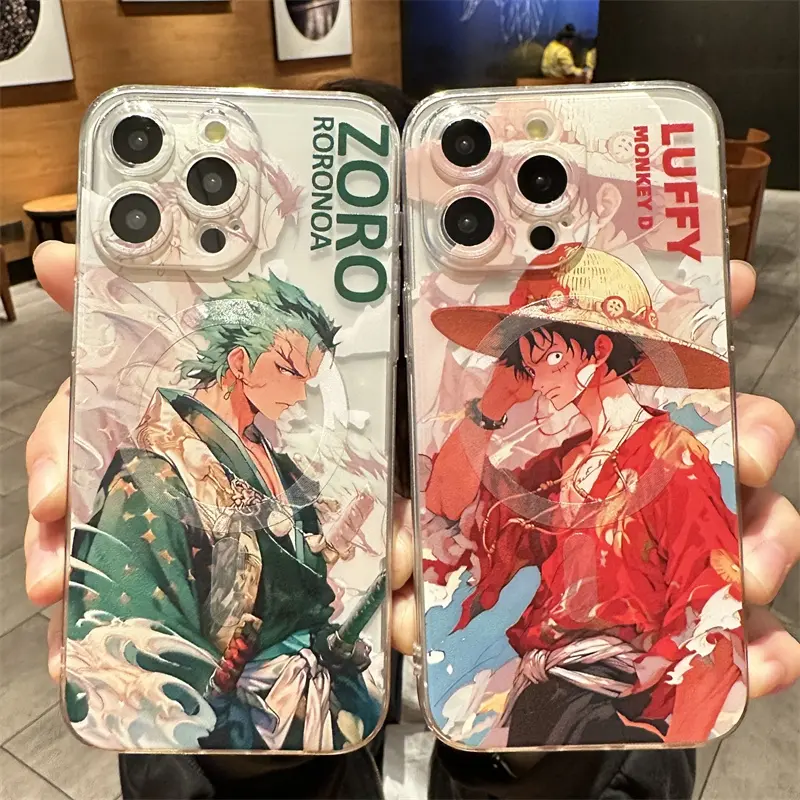 Cool One Piece Zoro Luffy Magsafe Mobile Phone Case For iPhone 16 Pro Max 15 Pro Max 14 Pro Max Plus Magnetic Soft Phone Back Cover for iPhone 11 12 13 Pro Max Back Shell