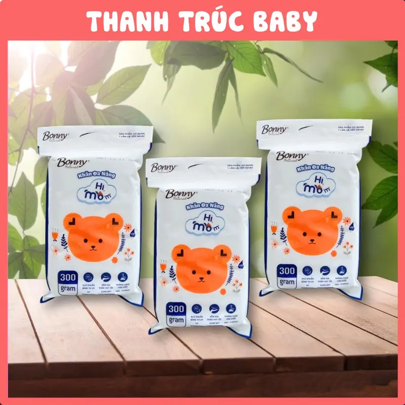 Combo 3 Gói Khăn Khô Đa Năng Hi! Mom, Bonny - Loại 300g - An Toàn, Tiện Lợi 0