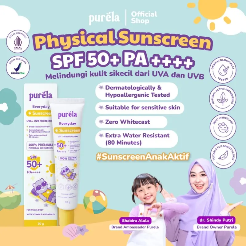 PURELA SUN & GLOW Purela Everyday Sunscreen SPF 50+ PA++++ 30 gr &  Soothing Baby Creme 70g 3