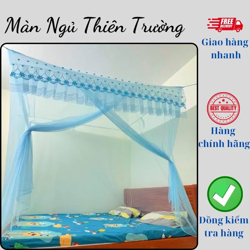 Màn dây tuyn có cửa cao cấp_mùng ngủ mắc tay người lớn chống muỗi 1m6x2m,1m8x2m,2mx2m2 cao cấp thiên trường 0
