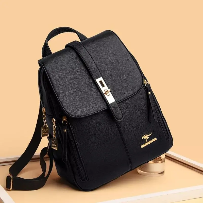 Tas Ransel wanita kuliah cewe populer terbaru Korea Luxury elegan Backpack Stylish Fashion Retro Sekolah Kampus Kulit PU 0