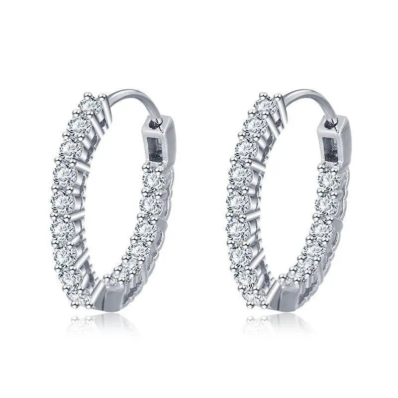 High-Grade Diamond Earrings Simple Women's Fashion Stud Earrings Rose Gold Ear Clip Earrings Single Row Diamond