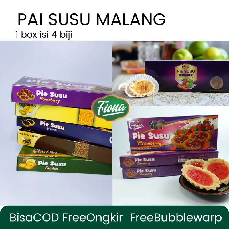 Fiona Pie Pai Susu Durian Apel Strawberry Coklat oleh-oleh Khas Malang Blueberry Cokelat Food 0