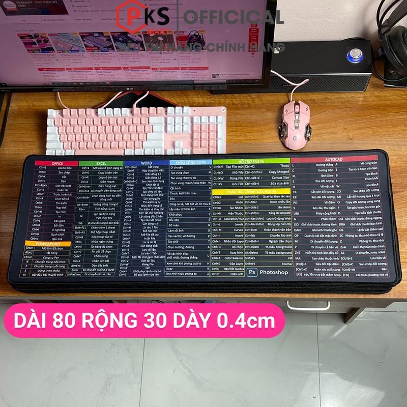 Lót Chuột Cỡ Lớn Phím Tắt Anime Gaming 80x30 - May Bo Viền Chắc Chắn