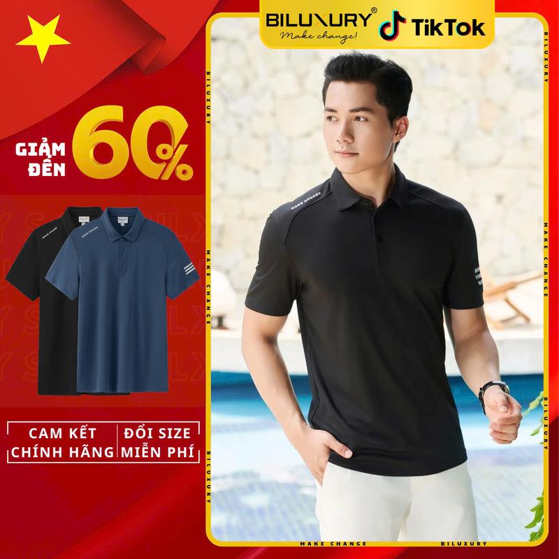 Áo Polo Biluxury Recycle Bền Màu, Dễ Làm Sạch, Thân Thiện Với Da 8APCT443 Form Slimfit ôm vừa người, tôn dáng, sang trọng lịch lãm Menswear Nam Shirt Có Cổ