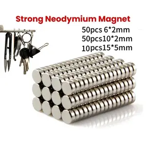 50pcs Magnet Bulat Kuat N35 Neodymium Magnet Magnet Besi Magnet Bundar 6*2mm/10*2mm/15*5mm