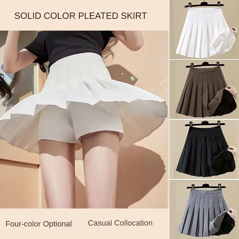 Tennis Skirt Korean style high waist Slim white short skirt fashionable sexy A-line pleated mini Womenswear Bottom Lingerie Comfort Lady Women Basic Minimalist Casual