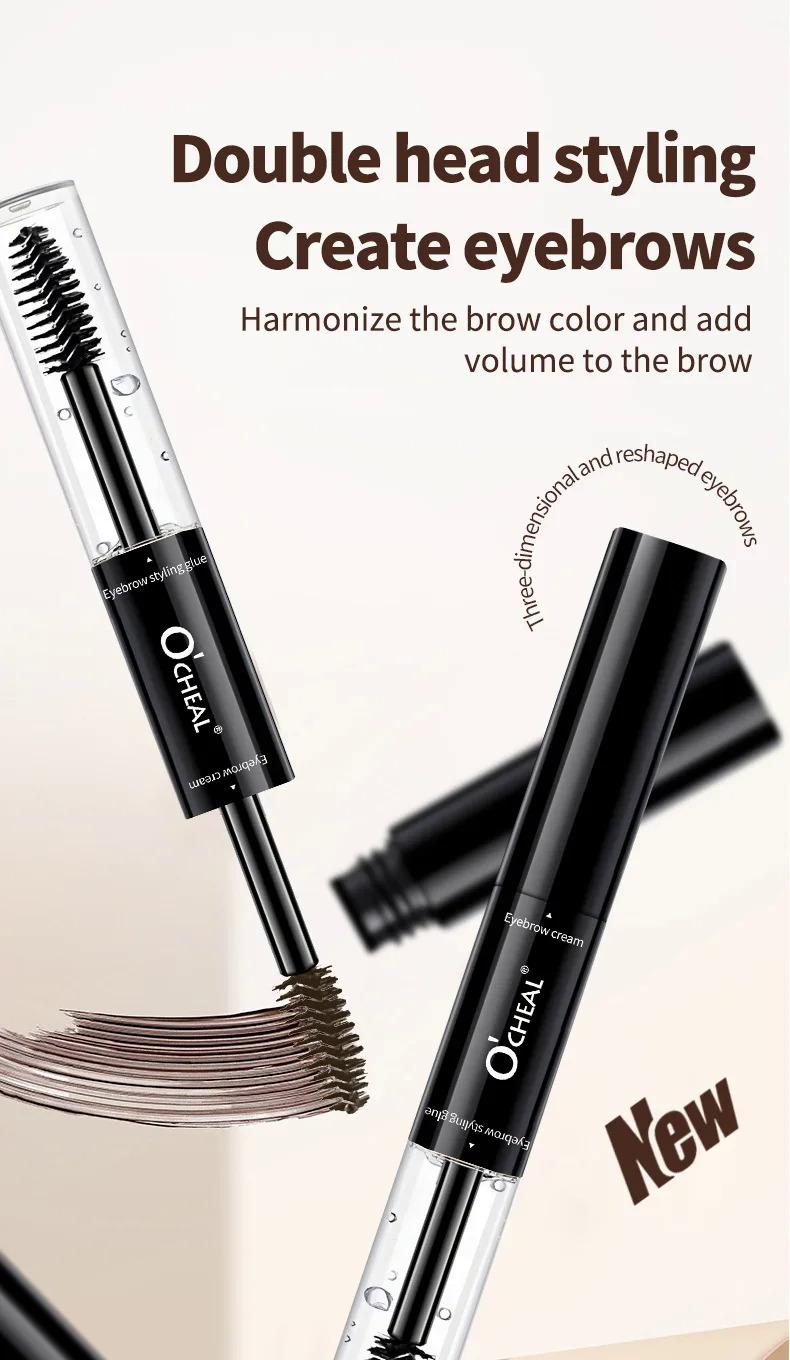 Product Introduction of Double-Headed Dyed Eyebrow Long-Lasting Setting Liquid Not Smudge Waterproof and Sweat-Proof Eyebrow Cream Makeup Cosmetic 0