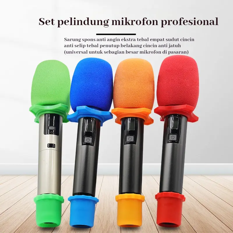 Set Ring + Mic Karaoke Busa Sponge Cover/Karet Pelindung Ring Mic Holder Mikrofon Wireless Microphone Wireless Anti Slip
