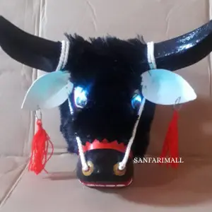 Mainan Anak Bantengan Mata Menyala  | Kuda Lumping | Topeng Banteng Kayu# 0