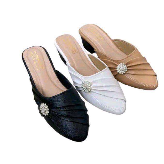 Sục Nữ Mũi Nhọn Gót Trụ Cao 5 phân nơ xoàn bên hong đế đúc liền .store NGUYÊN NGUYÊN 87 Shoes GiàY Nữ dép