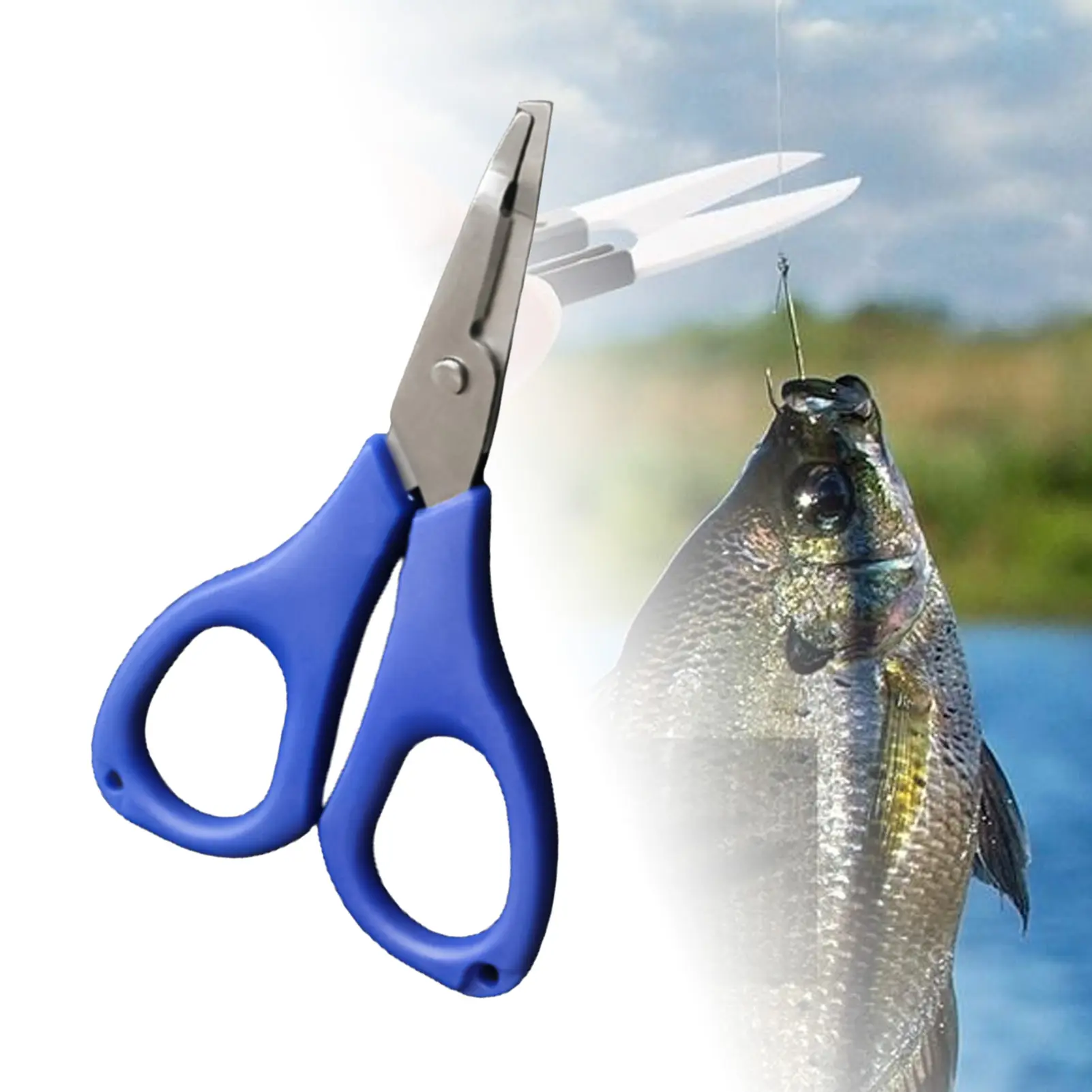 Goiwesyk Blue Stainless Steel Fishing Scissor Outdoor Fishing Line Cutter for Daily Life
