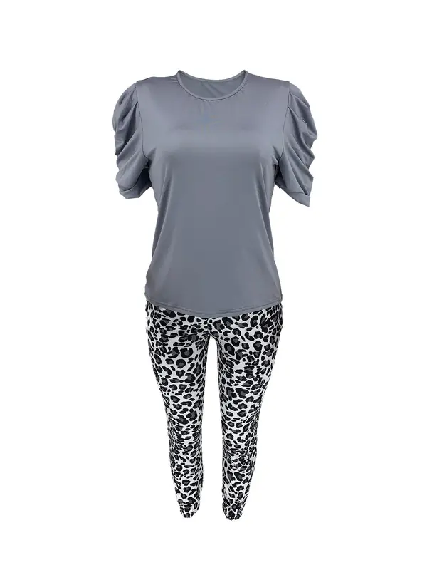 Women's Top & Floral Print Pants Two-piece Set, Casual Fashion Fitted Cozy Top & Trousers for Daily Outdoor Wear, Ladies Summer Clothes, Womenswear, Casual Outfits Women 6