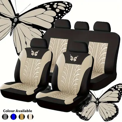 Fox Head Butterfly Yellow Car Seat Covers Pair, 2 Front Seat Covers, Car Seat Protector, Car Accessory, retailer Seat Cover For Car