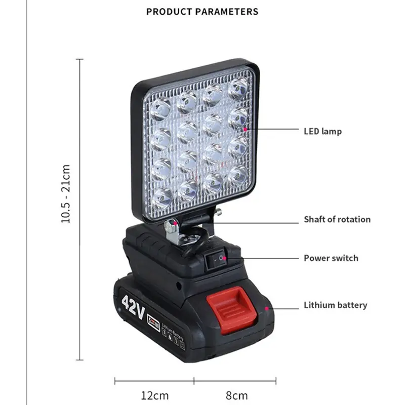 Lampu LED untuk Baterai Makita 4Inch Lampu Sorot Portabel Outdoor Kerja Memancing Alat Darurat Tangan Lampu 2