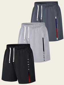 Men's Letter  Print Drawstring Waist Gym Shorts, Regular Fit Casual  Comfortable Breathable Pocket Shorts for Gym Workout Fitness, Men's Bottoms for Daily Wear