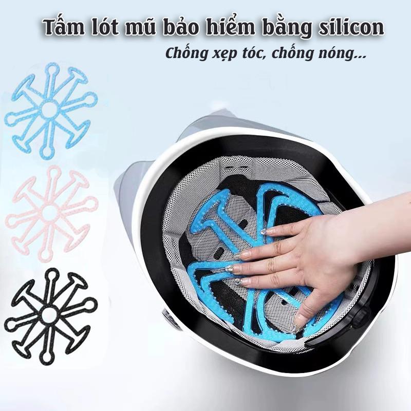 SÉT 2 CHIẾC Tấm Lót Silicon Bên Trong Mũ Bảo Hiểm Linh Hoạt Chống Biến Dạng Tấm Lót Mũ Bảo Hiểm Xe Máy Có Lỗ Thông Hơi