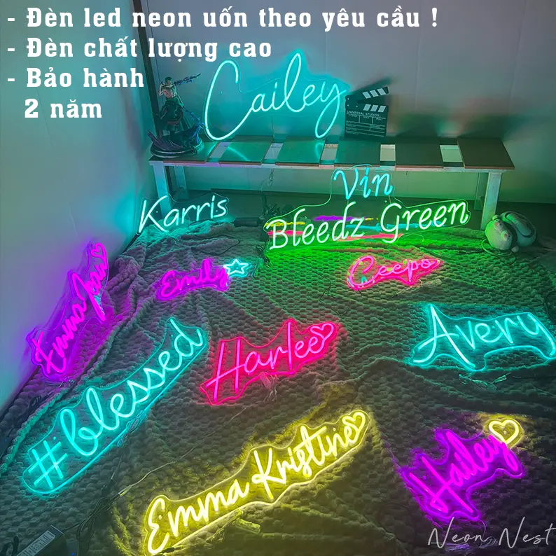 Đèn LED Neon Uốn Chữ Theo Yêu Cầu - Đèn Trang Trí Tùy Chỉnh, Đa Dạng Màu Sắc, Thiết Kế Sáng Tạo