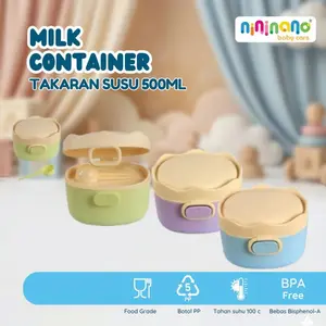 MOMS_ NININANO Milk Container Kotak Susu Bubuk Bayi Anak Lucu 500ml | Takaran Susu / Tempat Snack Cemilan Anak Balita