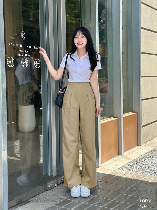  Quần tây suông dây kéo hông CHIBEST LQD31 Nữ Women Ong Pants 