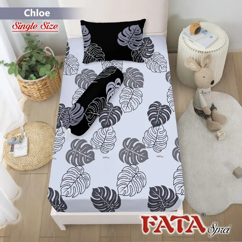 FATA SPREI MONOKROM SINGLE 120x200X20, 100X200X20 & 90X200X20 Bantal Guling Karet 3
