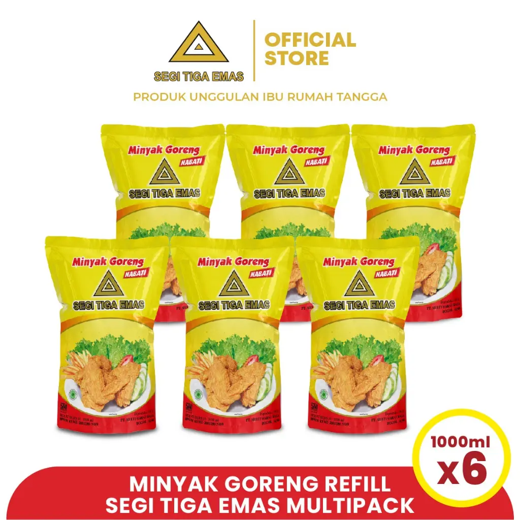 Minyak Goreng Segi Tiga Emas 1L - Multipack 6pcs
