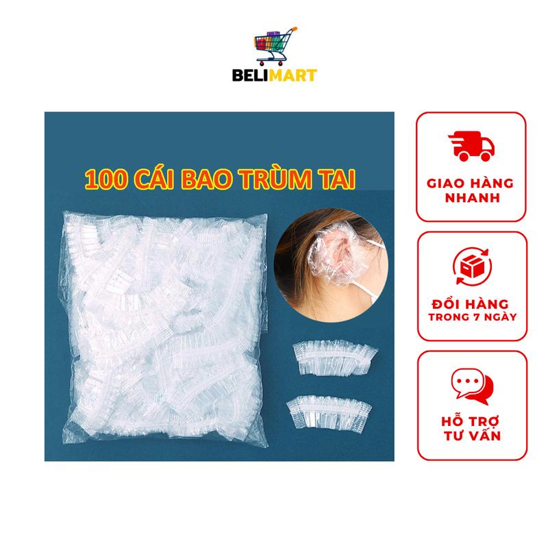  Chụp tai nhuộm tóc dùng 1 lần bao trùm tai đóng túi 100 cái bảo vệ tai khi tắm hoặc gội đầu làm tóc Belimart PK86 Nữ 