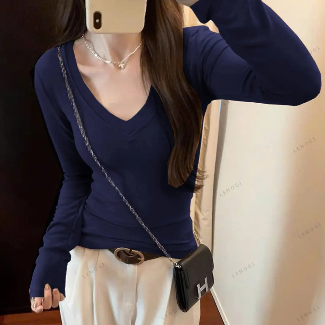 Áo thun nữ dài tay cổ tim cotton không pha nilon LENOGI Áo giữ nhiệt ôm body cotton siêu co dãn mịn mát A82 Top | BigBuy360 - bigbuy360.vn Áo thun nữ dài tay cổ tim cotton không pha nilon LENOGI Áo giữ nhiệt ôm body cotton siêu co dãn mịn mát A82 Top | BigBuy360 - bigbuy360.vn