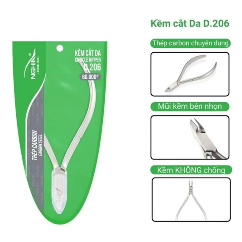  Kềm cắt da D206 thép chuyên dụng mạ Niken rung bóng không chống của thương hiệu Kềm Nghĩa 