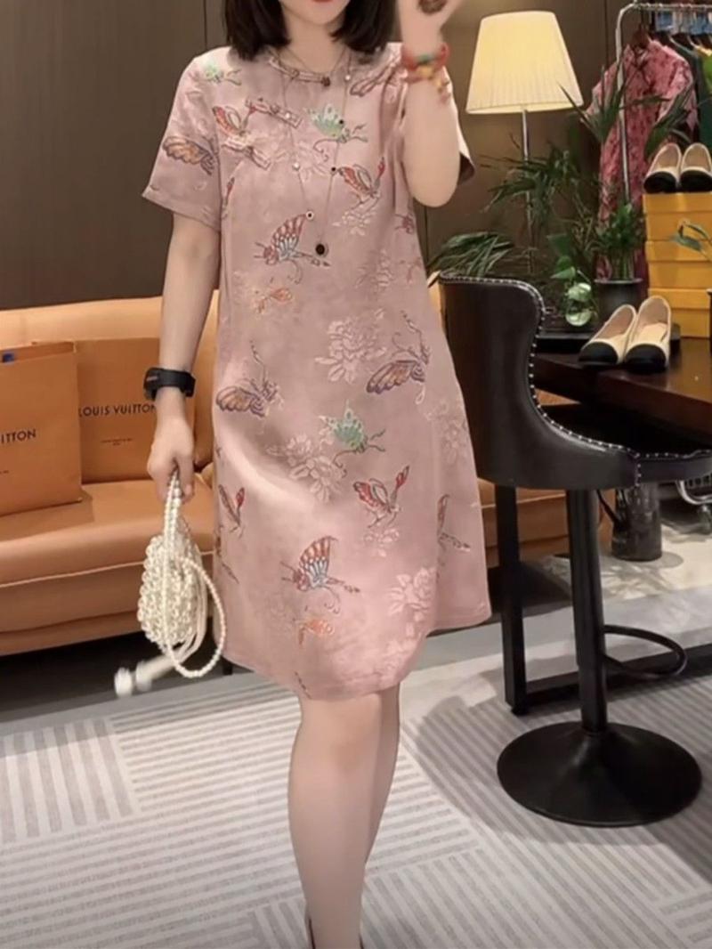 Product Introduction of T71483# Dress For Women Vintage Age-reducing Loose Dress Women Cheongsam Elegant Summer New Arrival Flower Printing Womens Dresses 1