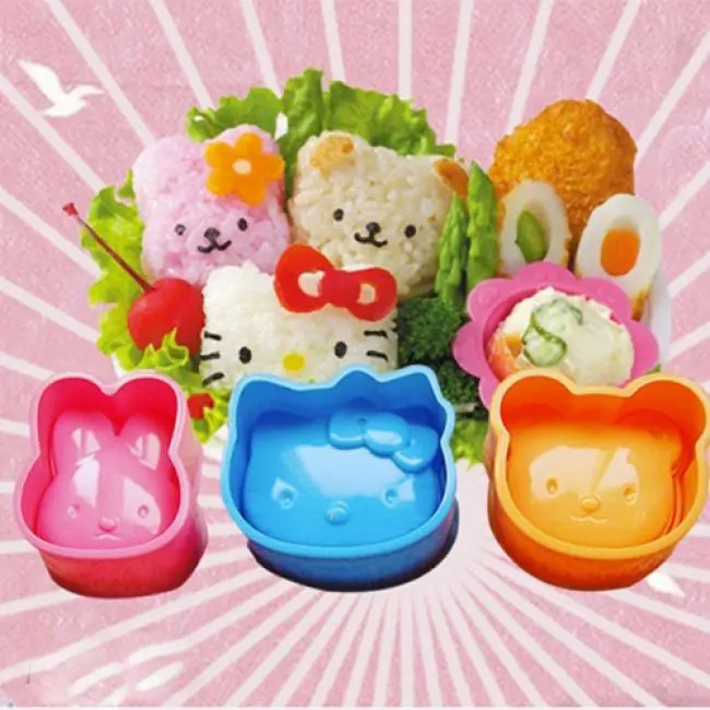 Bộ 3 Khuôn Ép Cơm Bento Mèo Thỏ Gấu .
