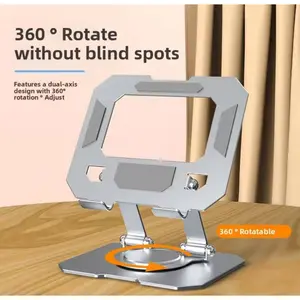Stand Tablet iPad 360 Derajat Rotatable Adjustable Holder Meja Aluminium Universal Anti Goyang