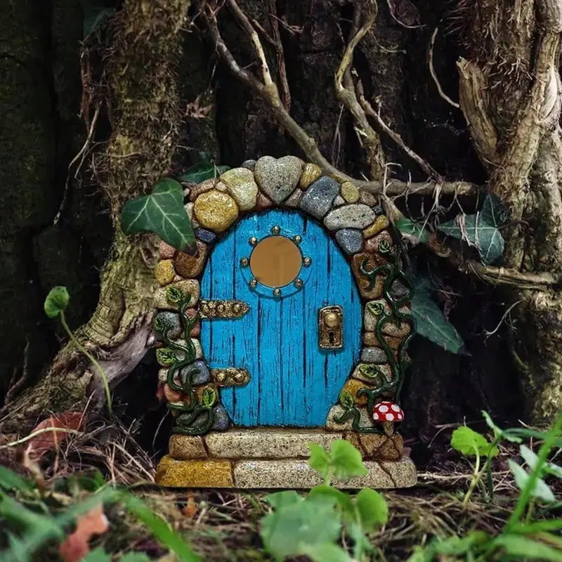 Creative Door Design Garden Decor, Wood Fairy Garden Accessories, Micro Landscape Decoration, Suitable for Outdoor Garden Lawn Decoration 0