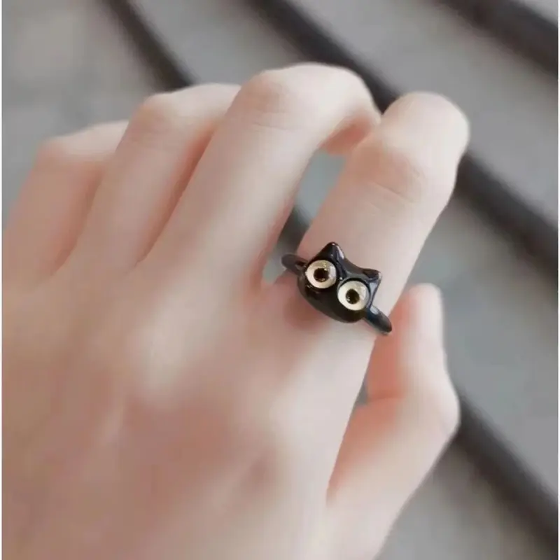 Nhẫn Cá Tính, Thiết Kế Mắt Quái Vật Lớn Mèo Lưới Màu Đỏ Dễ Thương 7
