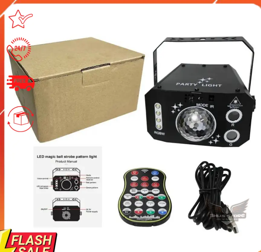 Đèn Laser Sân Khấu 6 Mắt, Đèn Laser Sân Khấu, Vũ Trường, Quán Karaoke, Bar, Pub ánh sáng Laze có cảm biến âm thanh