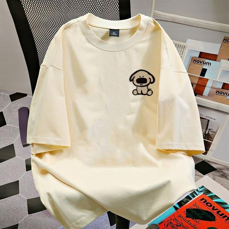 Product Introduction of 100% Cotton Puppy Cute Printed Short Sleeve T-Shirt Unisex Summer Loose Top boxy  shirt oversized  shirt  men 10