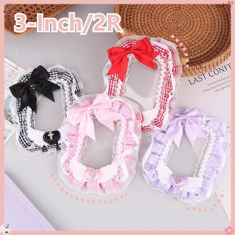 Chủ thẻ Nơ ren Đôi cánh thiên thần, 3 inch / 2R, Vỏ bảo vệ thẻ ảnh Thần tượng Kpop tự làm, Quà tặng thủ công 0