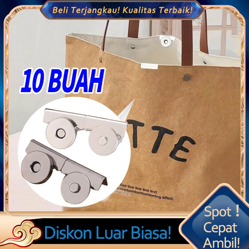10 Pasang Kancing Magnet Tas Universal Klip Tas Magnet Magnet Tas Tempel Aksesoris Gesper Tas