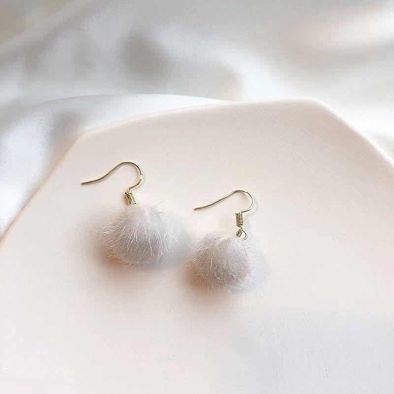 Bông Tai Quả Cầu Lông, Thiết Kế Đơn Giản Và Mới Mùa Thu Và Mùa Đông, Bông Tai Móc Tai Quả Cầu Ba Chiều, Thời Trang, Ngọt Ngào Và Tự Nhiên, Ấm Áp, Dành Cho Bé Gái Women 8